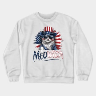 Patriotic Shirazi cat 4th of July Kids American Flag Girls Meowica Crewneck Sweatshirt